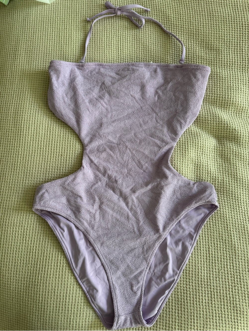 JMP the label.  Lilac Halter Cutout One-Piece Swimsuit. NWT
